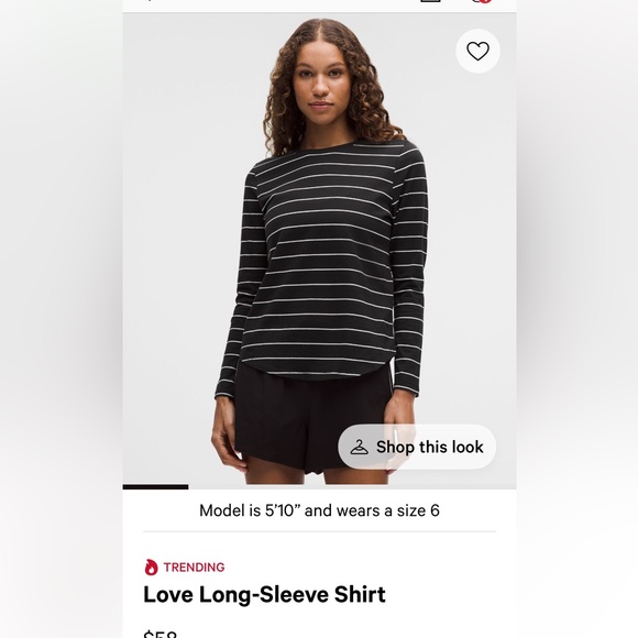 lululemon athletica Tops - Lululemon love long sleeve shirt in black and white size 6